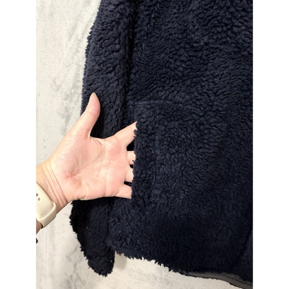 JCrew Large Nordic Sherpa Fleece Navy Shacket NWT'S Shirt Jacket Button Front - Picture 3 of 9
